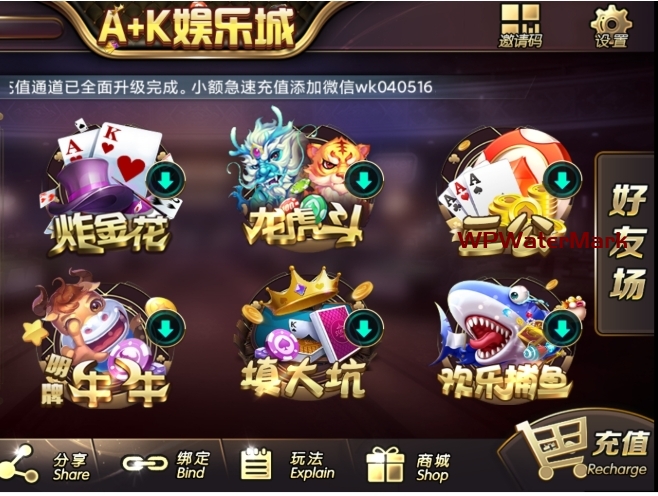 最新AK娱乐金币电玩+房卡模式好友约局游戏完整版-8Y-YMN1973