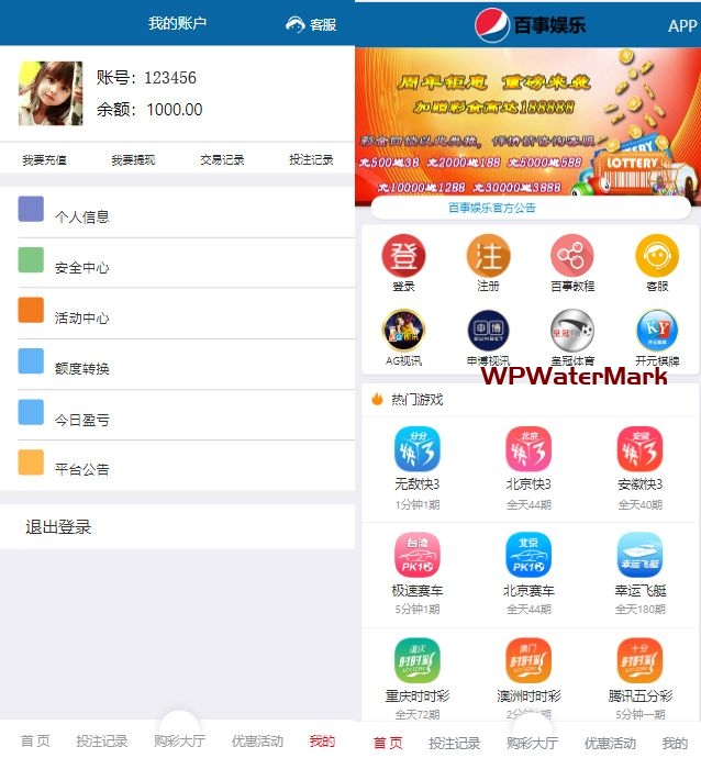 大富系统二开系统，百事娱乐，可接真人，带控杀，系统彩三方彩源码，带试玩功能-YMN2174